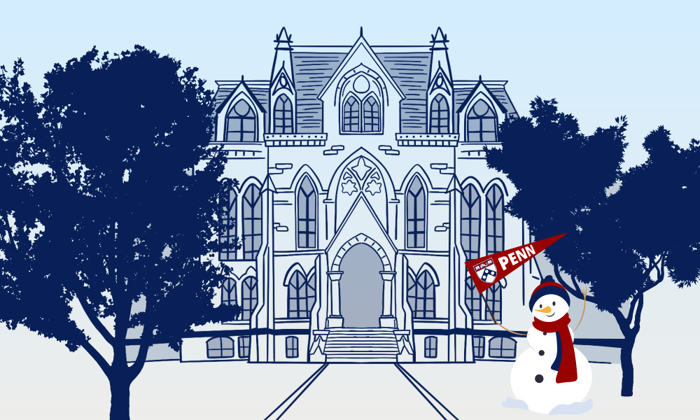 College Hall with Holiday Snowman